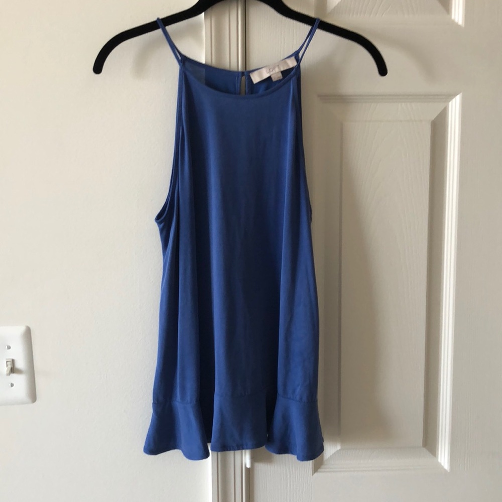 Loft tank with ruffled hem